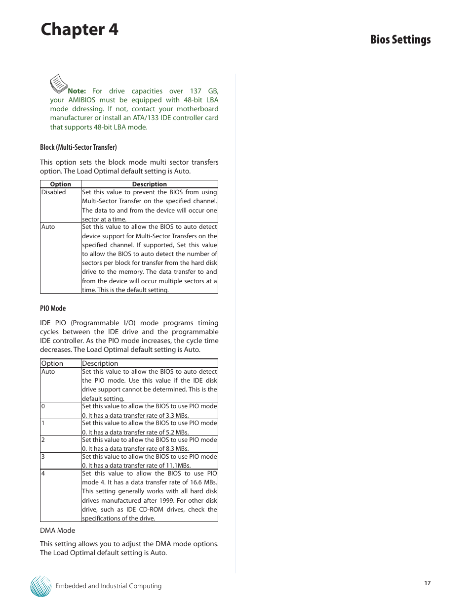 Chapter 4, Bios settings | Lanner LEC-7100 User Manual | Page 20 / 38