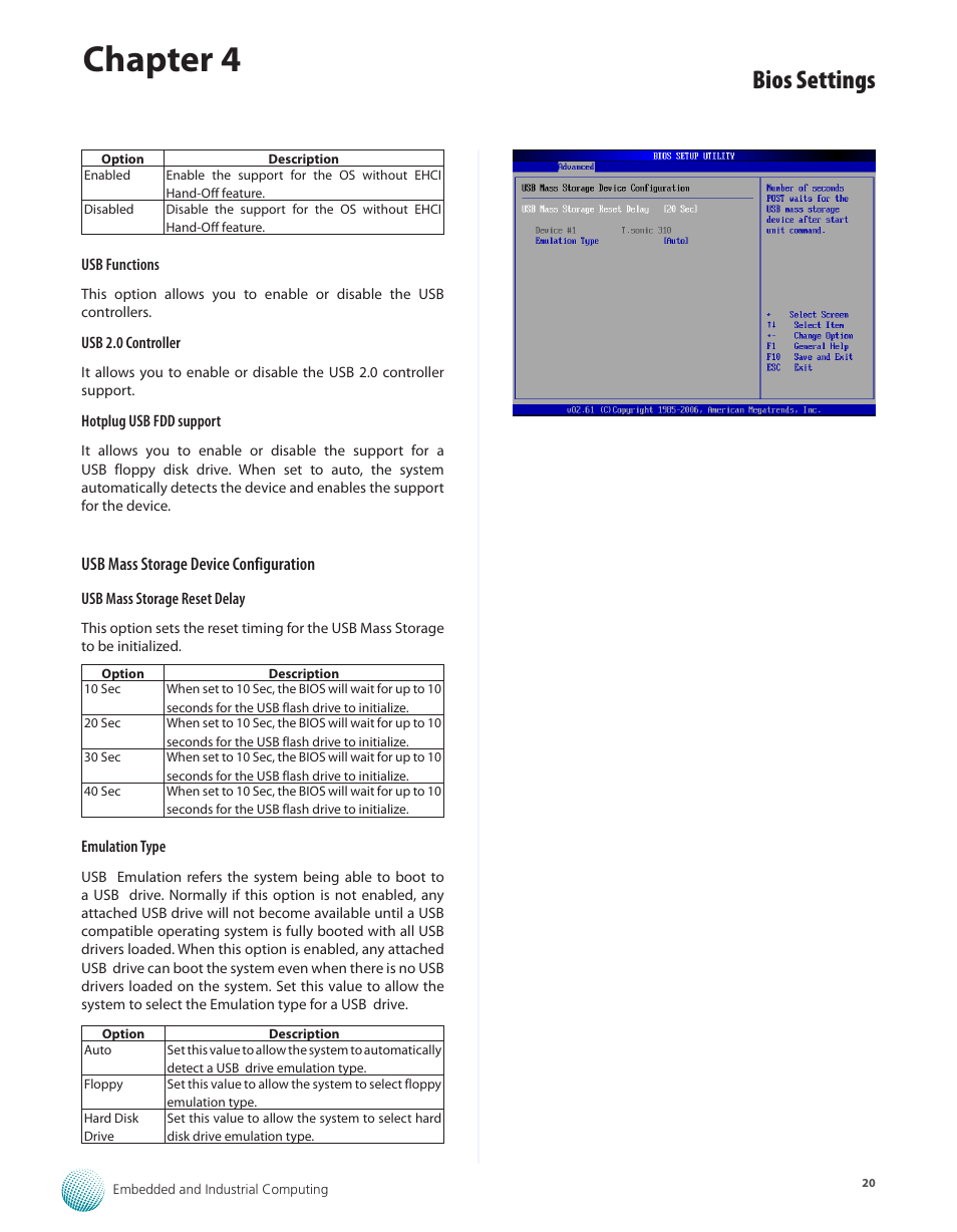 Chapter 4, Bios settings | Lanner LEC-7100 User Manual | Page 23 / 38