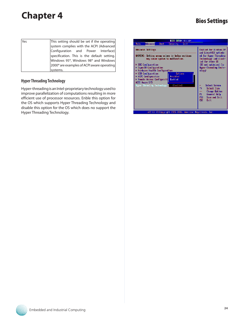 Chapter 4, Bios settings | Lanner LEC-7100 User Manual | Page 27 / 38