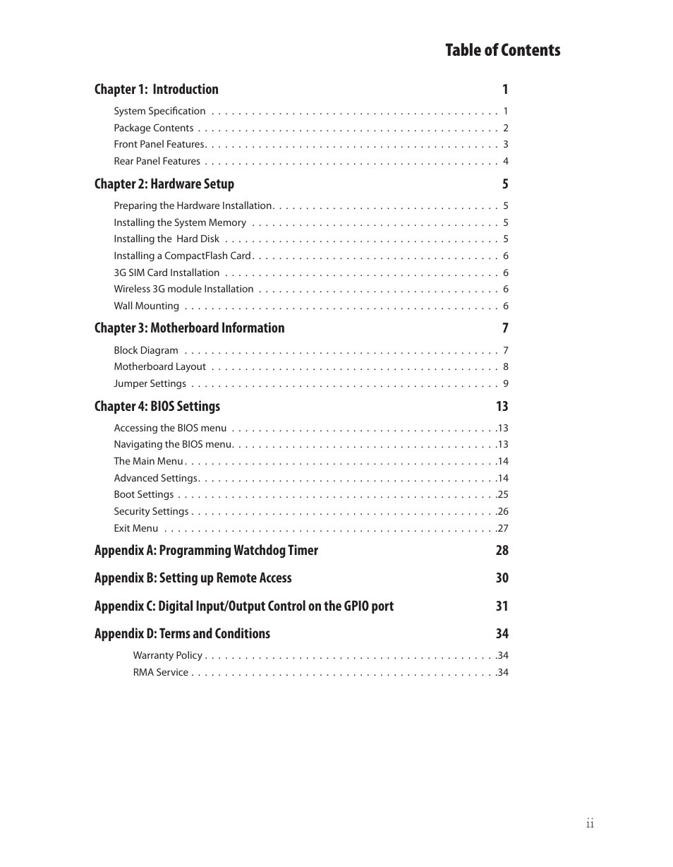 Ttat table of contents beable of contents | Lanner LEC-7100 User Manual | Page 3 / 38
