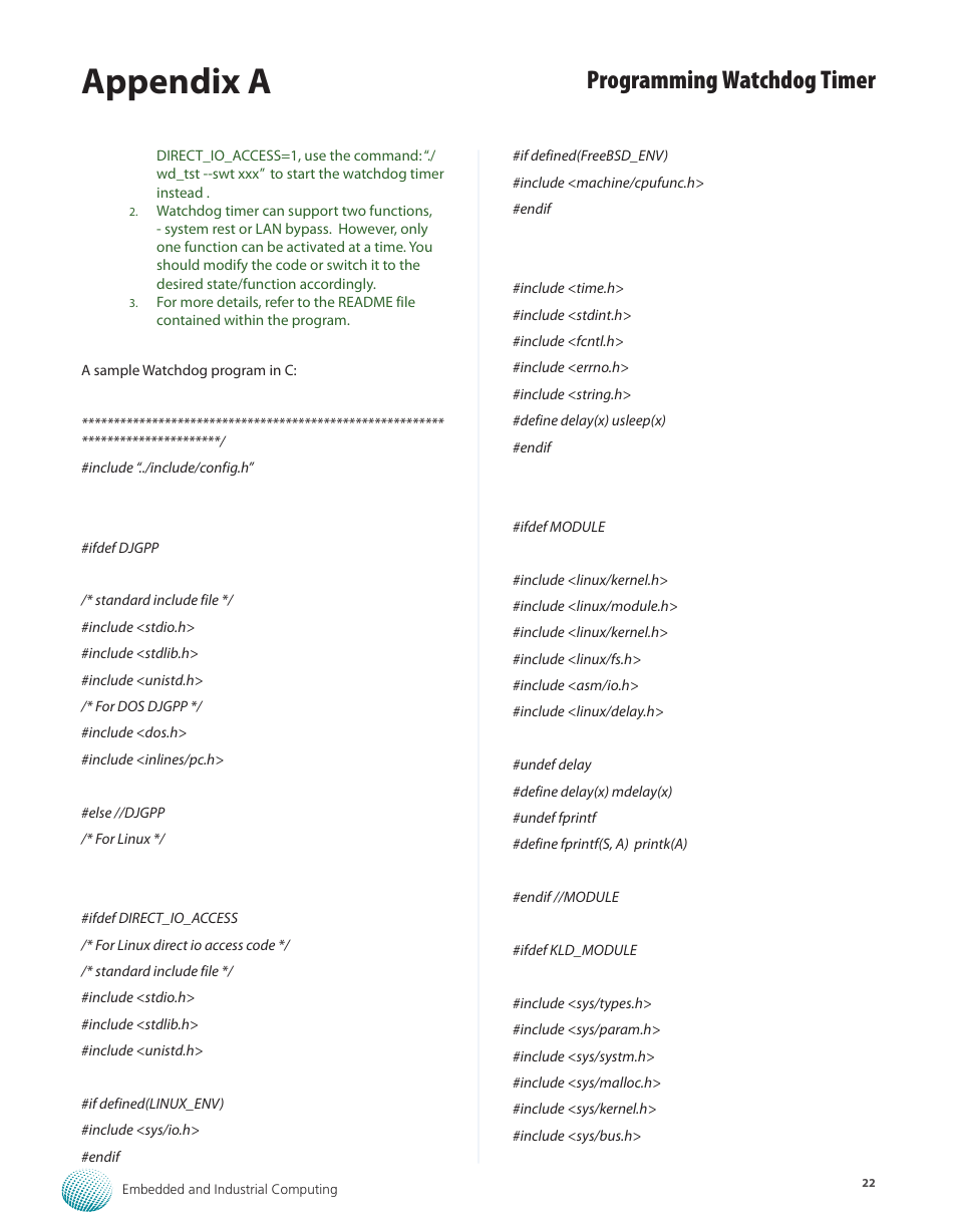 Appendix a, Programming watchdog timer | Lanner LEC-7105 User Manual | Page 22 / 37