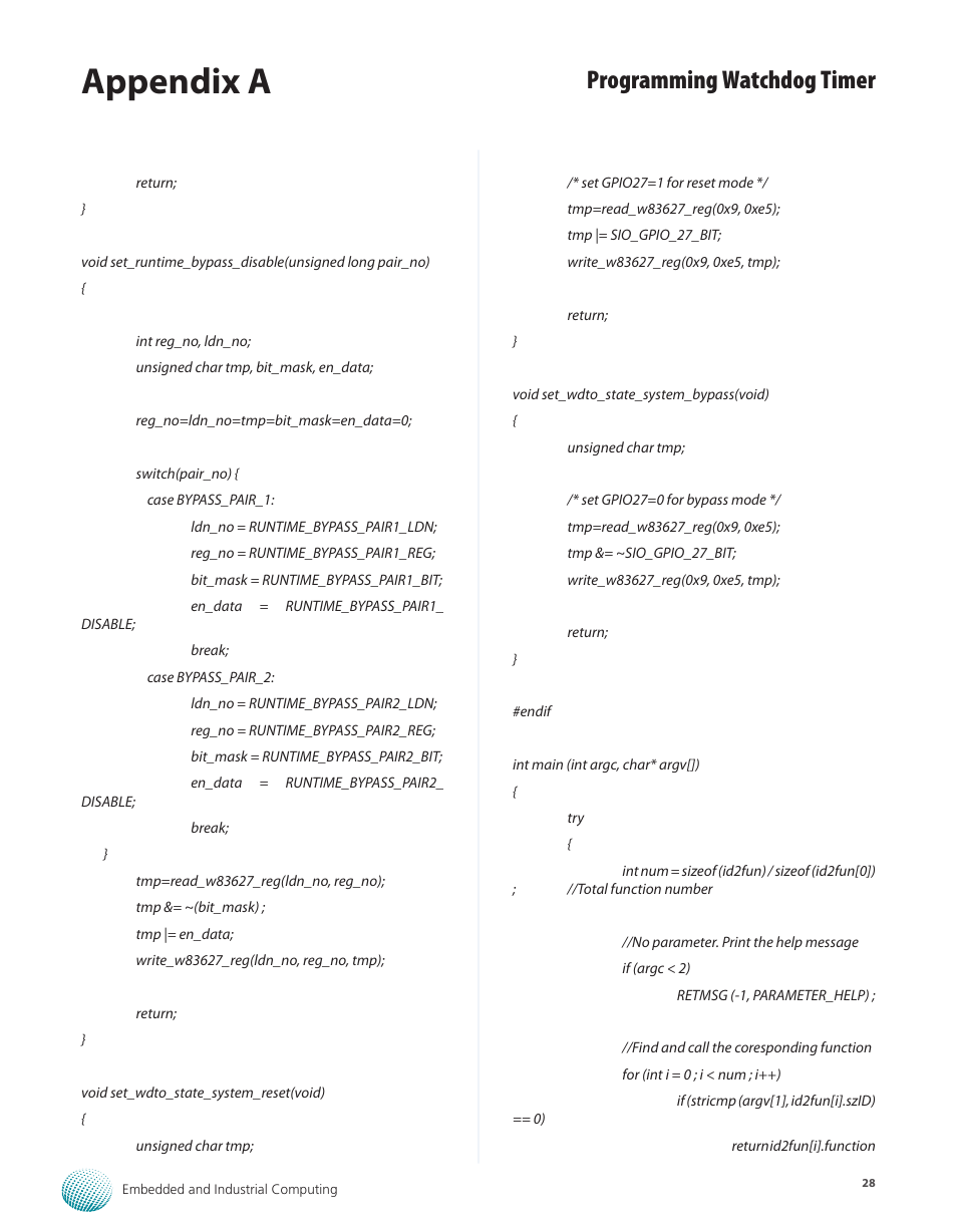 Appendix a, Programming watchdog timer | Lanner LEC-7105 User Manual | Page 28 / 37