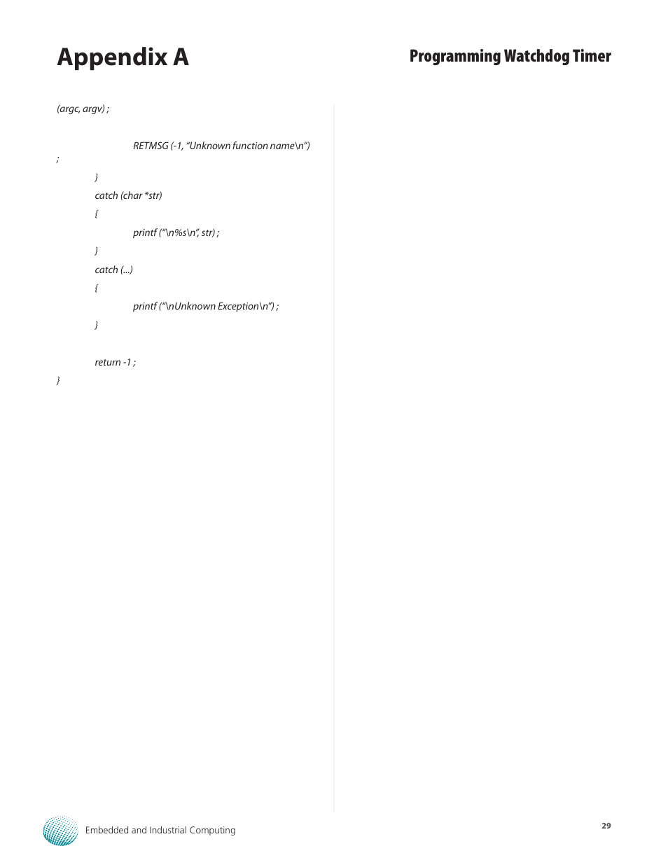 Appendix a, Programming watchdog timer | Lanner LEC-7105 User Manual | Page 29 / 37
