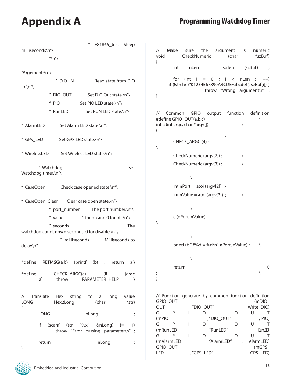 Appendix a, Programming watchdog timer | Lanner LEC-7230 User Manual | Page 18 / 24