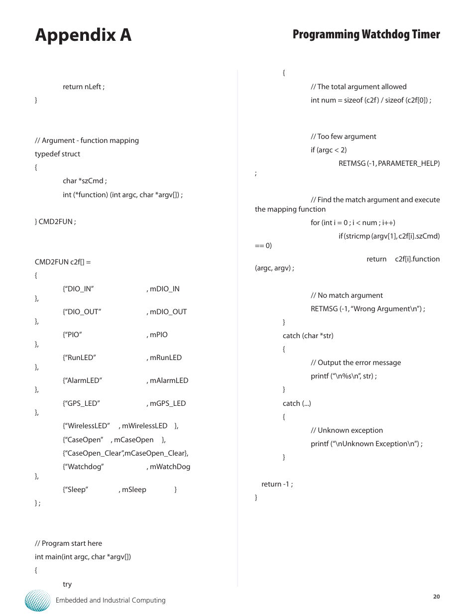 Appendix a, Programming watchdog timer | Lanner LEC-7230 User Manual | Page 20 / 24