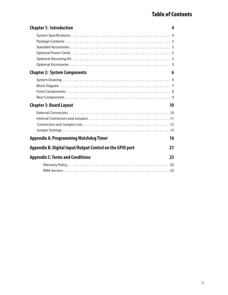 Ttat table of contents beable of contents | Lanner LEC-7230 User Manual | Page 3 / 24