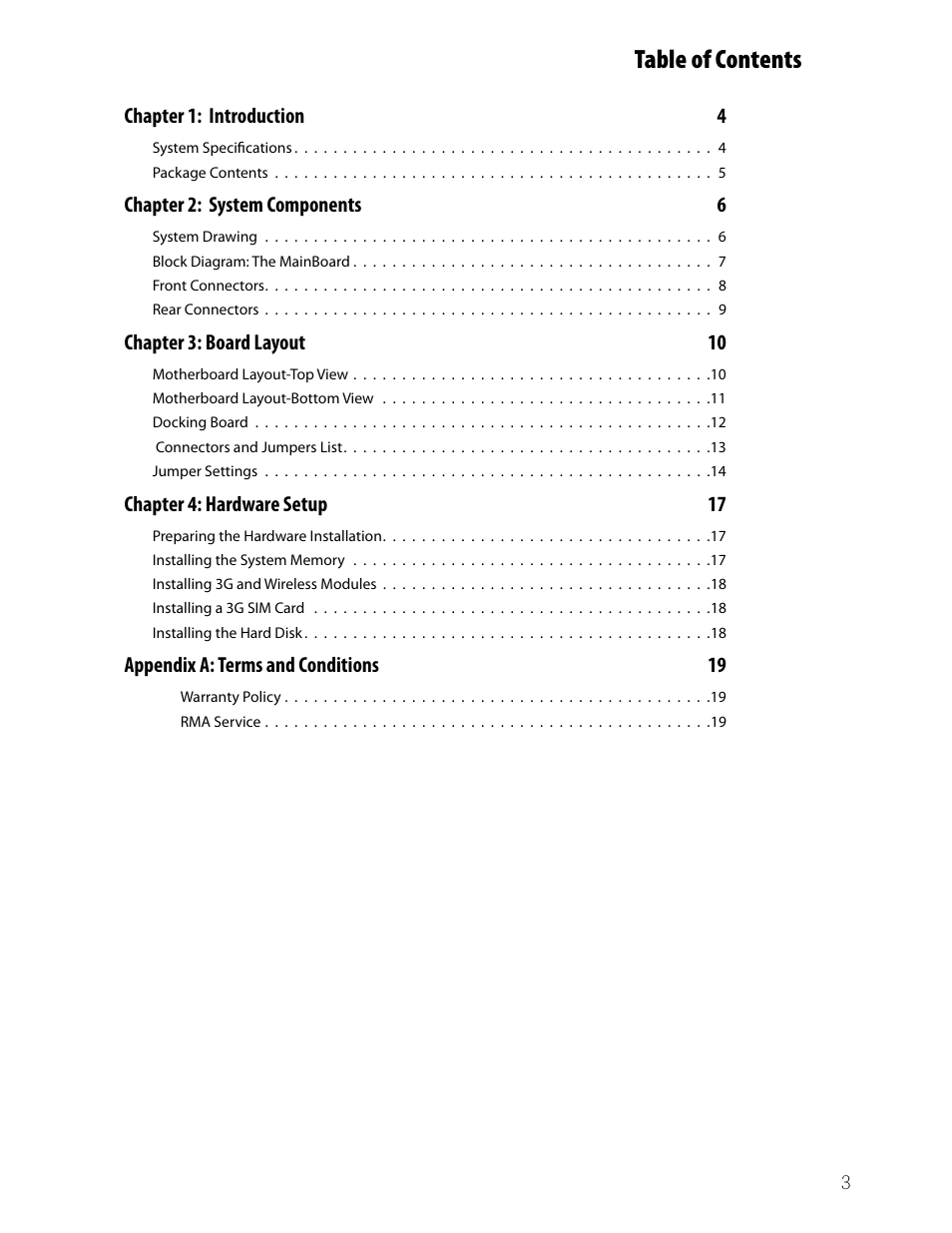 Ttat table of contents beable of contents | Lanner LEC-7388S User Manual | Page 3 / 19