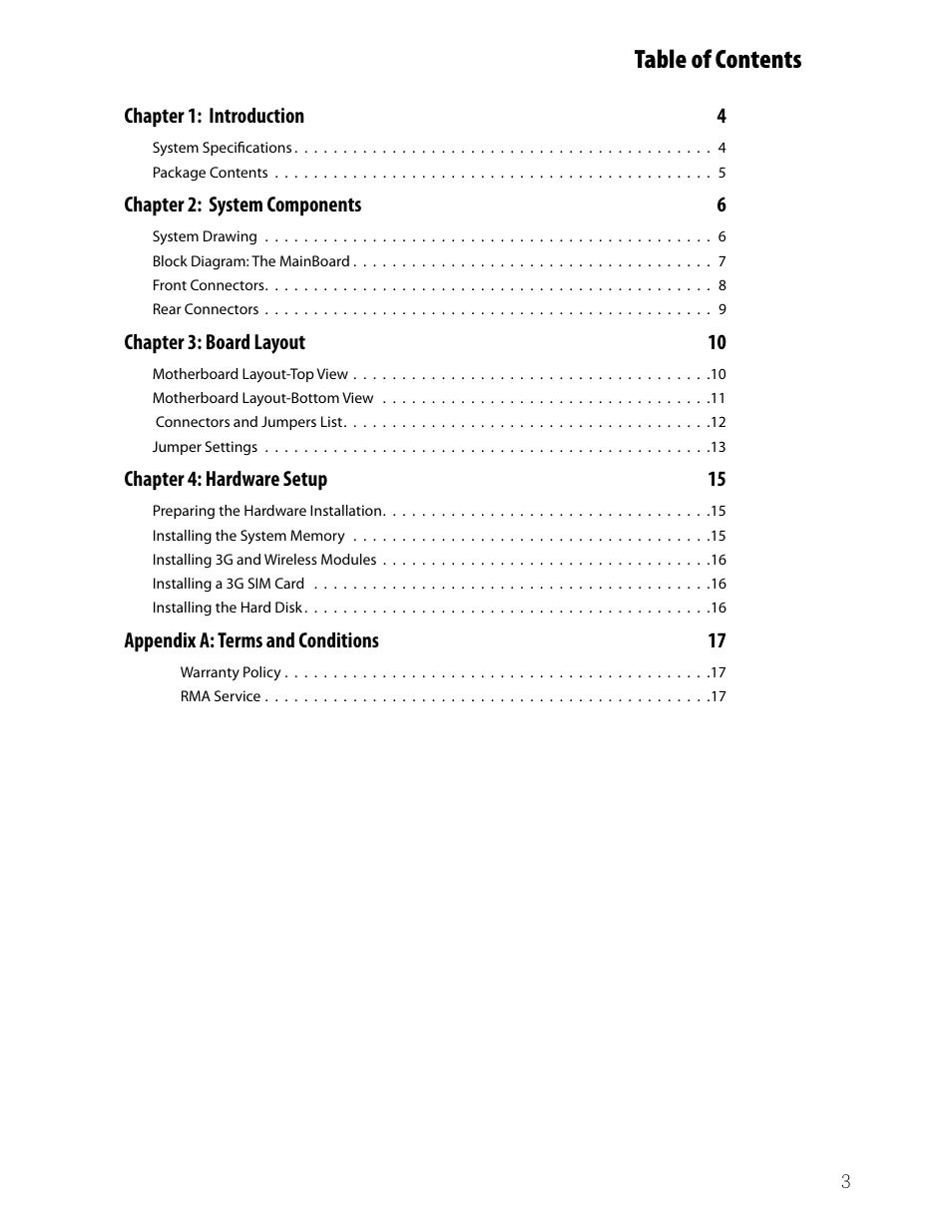 Ttat table of contents beable of contents | Lanner LEC-7388 User Manual | Page 3 / 17