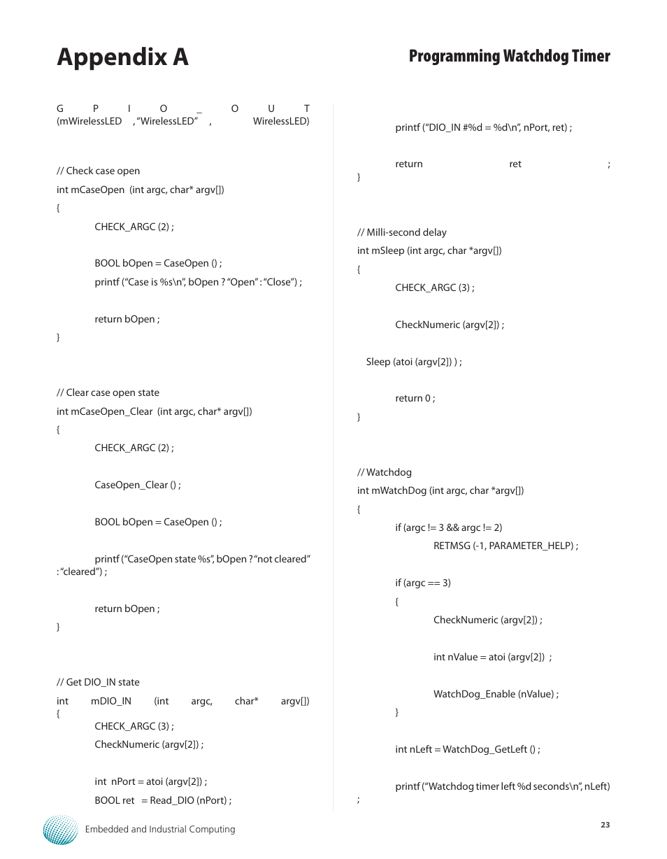 Appendix a, Programming watchdog timer | Lanner LEC-7950 User Manual | Page 24 / 29