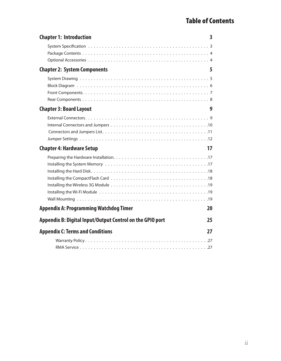 Ttat table of contents beable of contents | Lanner LEC-7950 User Manual | Page 3 / 29