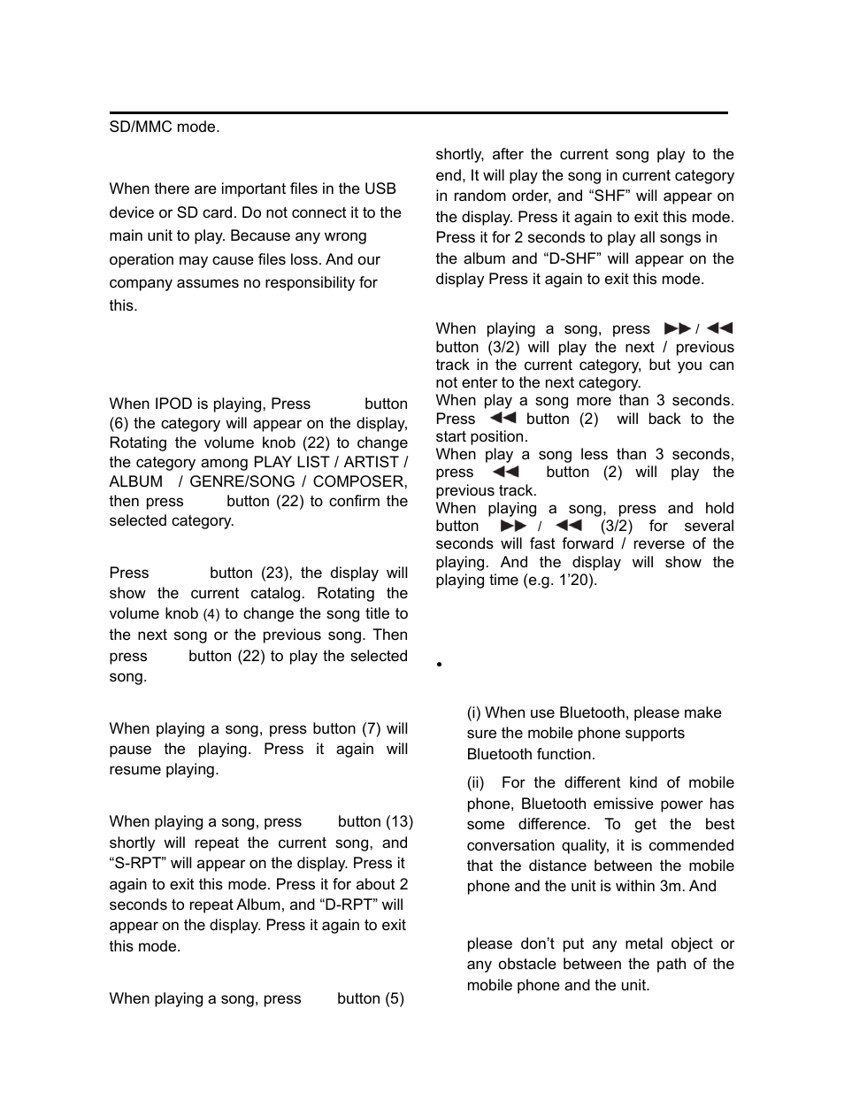 Operation, Bluetooth operation | Lanzar AQCD60BTS User Manual | Page 14 / 20
