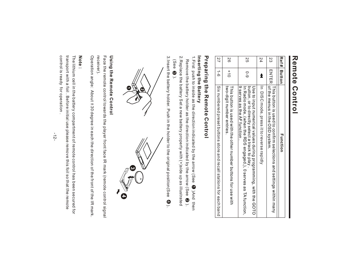 Remote control, Preparing the remote control | Lanzar SD75MU User Manual | Page 14 / 39