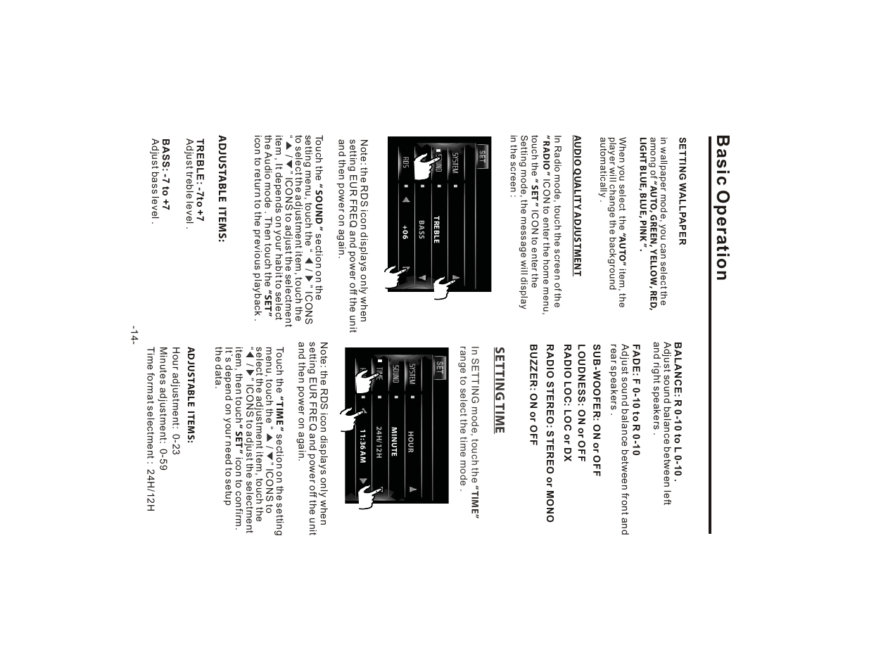 Basic operation, Se t t ing time | Lanzar SD75MU User Manual | Page 16 / 39