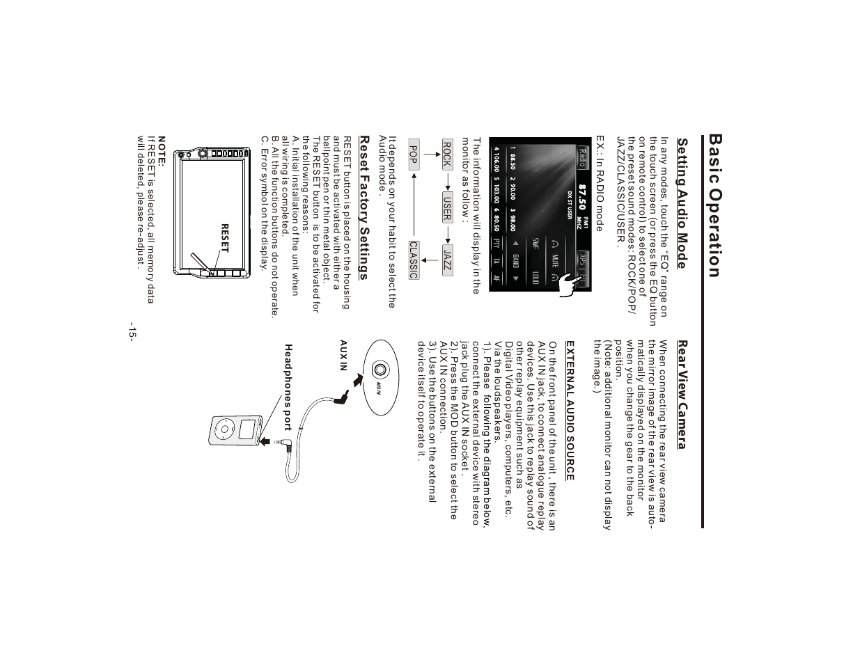 Basic operation, Re t, Setting audio mode | Lanzar SD75MU User Manual | Page 17 / 39