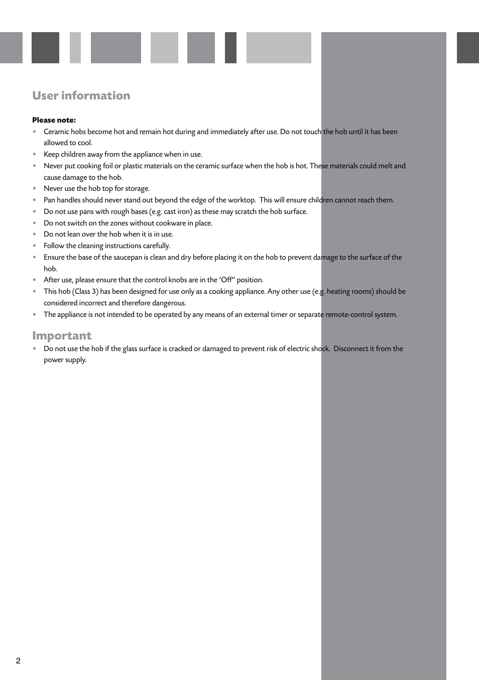 User information, Important | CDA HCC570 User Manual | Page 4 / 12