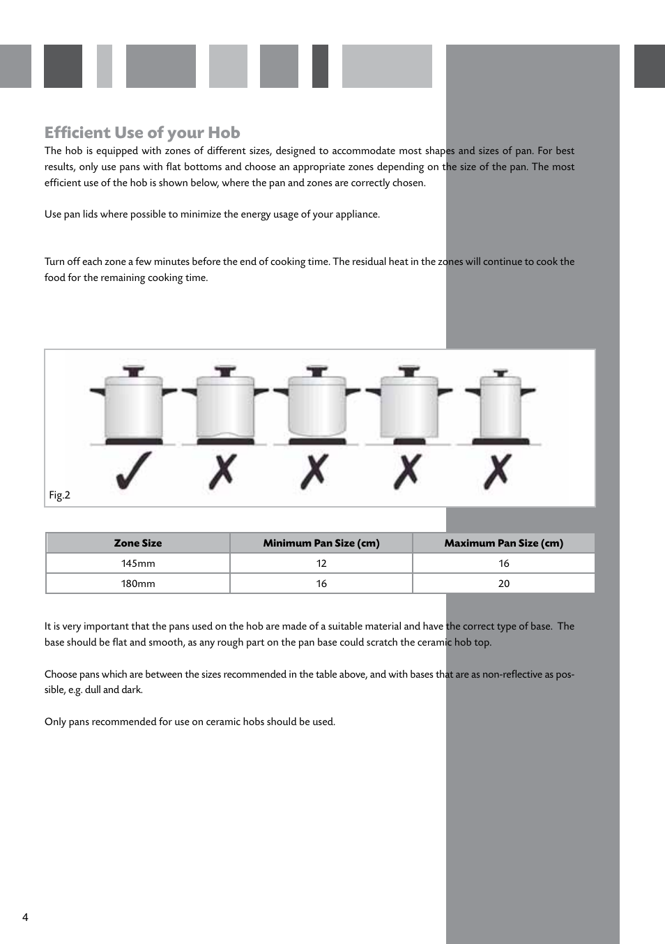 Efficient use of your hob | CDA HCC570 User Manual | Page 6 / 12