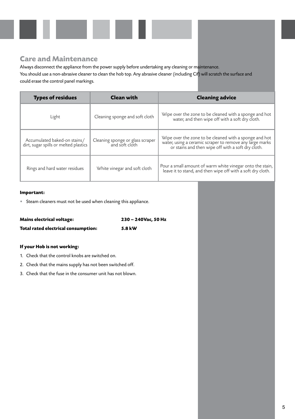 Care and maintenance | CDA HCC570 User Manual | Page 7 / 12
