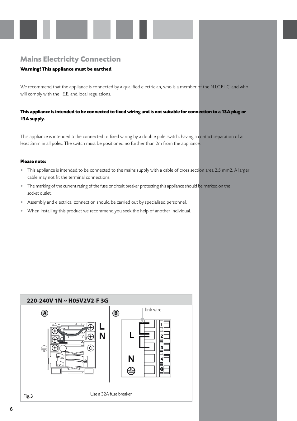 Mains electricity connection | CDA HCC570 User Manual | Page 8 / 12