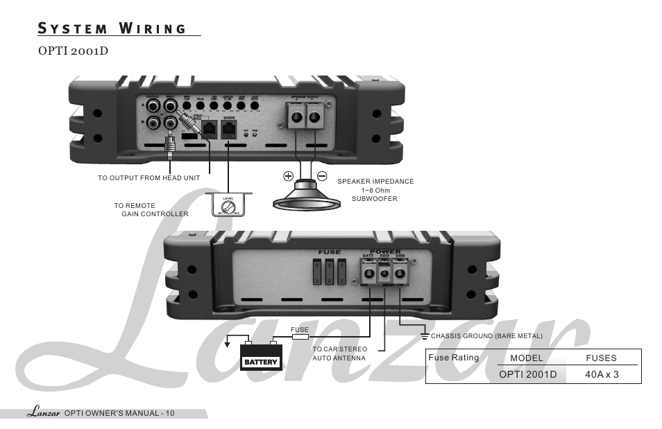쪽 12, Opti 2001d | Lanzar OPT110001D User Manual | Page 12 / 24