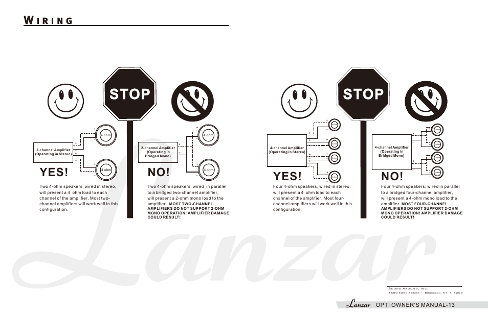 Stop, Yes! no | Lanzar OPTIHC5002 User Manual | Page 15 / 16