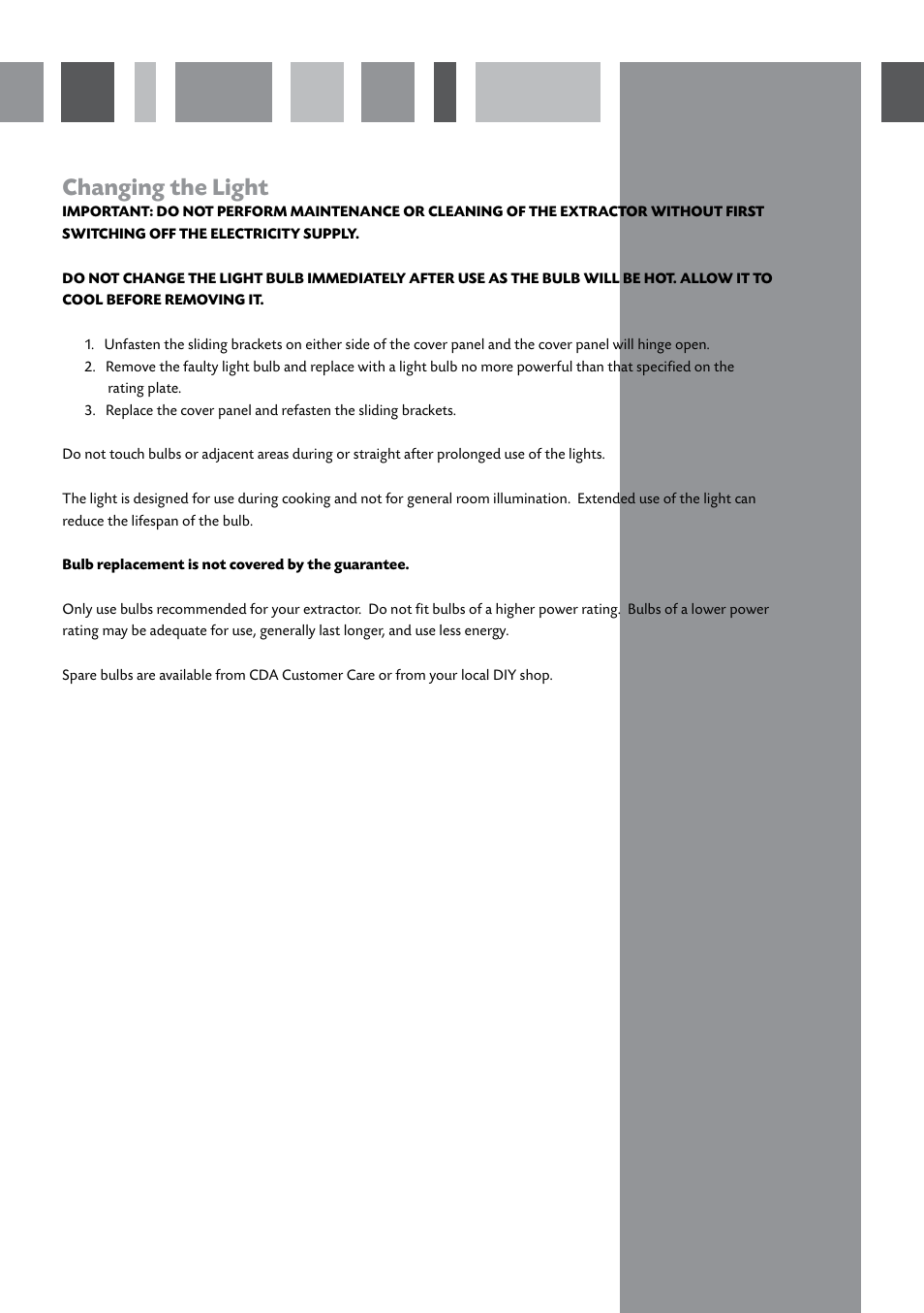 Changing the light | CDA CCA5/7 User Manual | Page 5 / 12