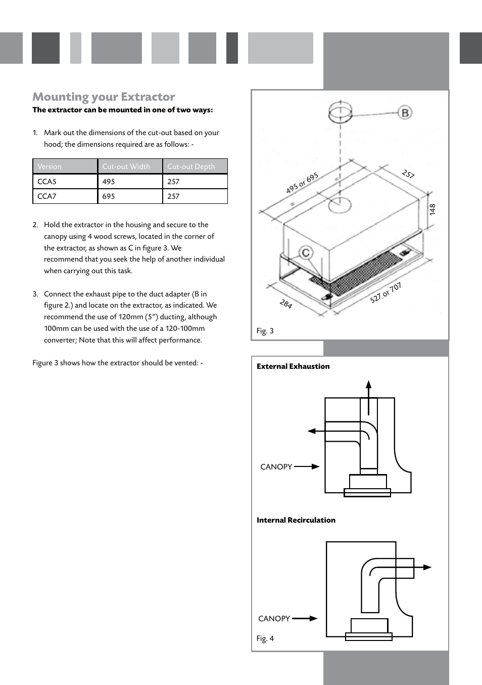 Mounting your extractor | CDA CCA5/7 User Manual | Page 9 / 12