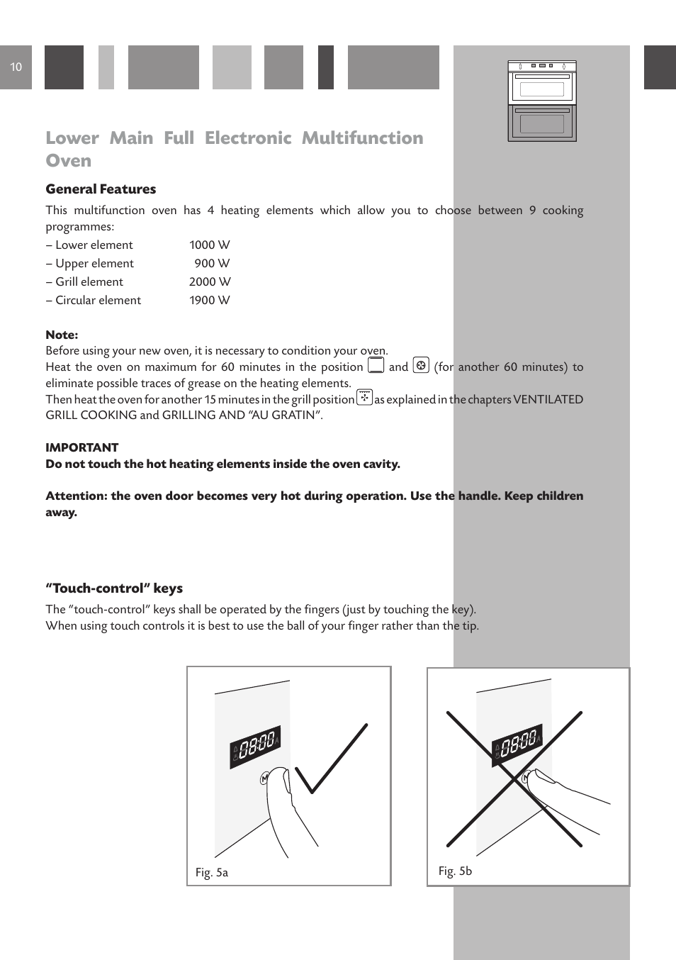 Lower main full electronic multifunction oven | CDA Built Under Double Oven DV 770 User Manual | Page 10 / 48
