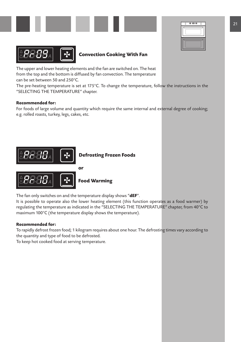 CDA Built Under Double Oven DV 770 User Manual | Page 21 / 48