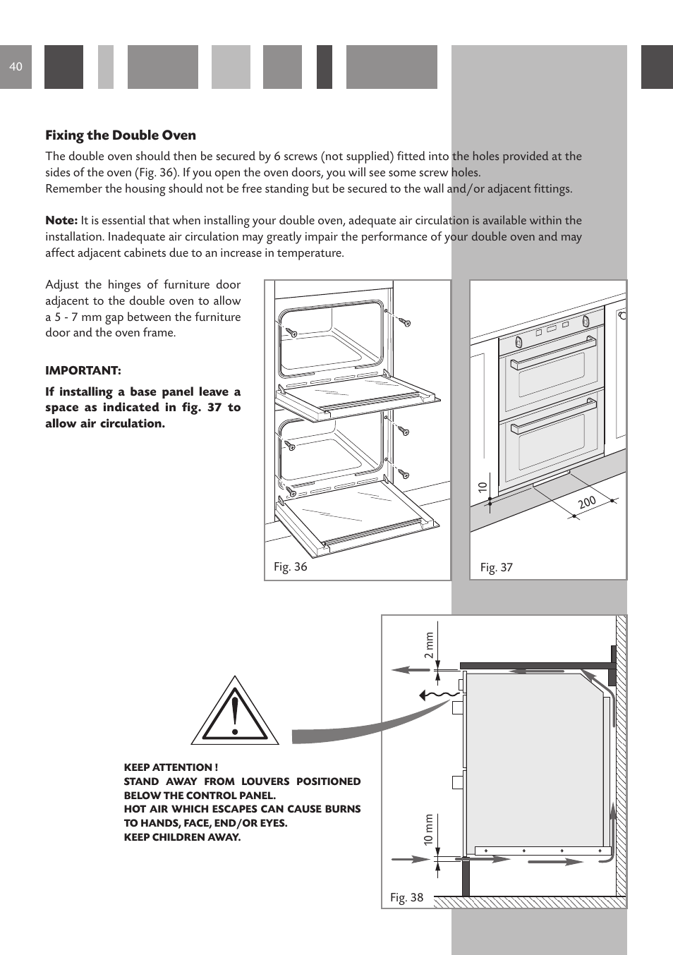 CDA Built Under Double Oven DV 770 User Manual | Page 40 / 48