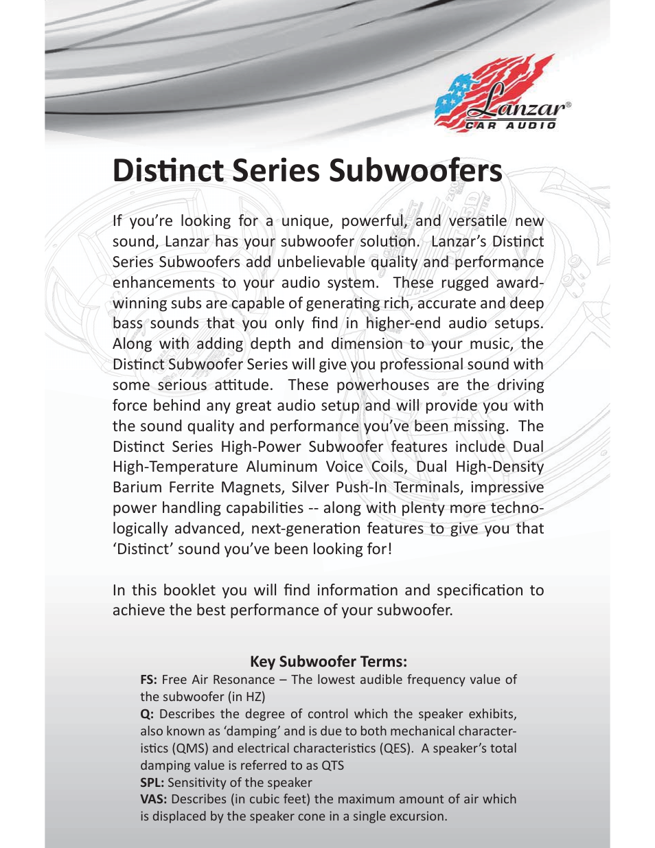 Disɵnct series subwoofers | Lanzar DCT104D User Manual | Page 2 / 4
