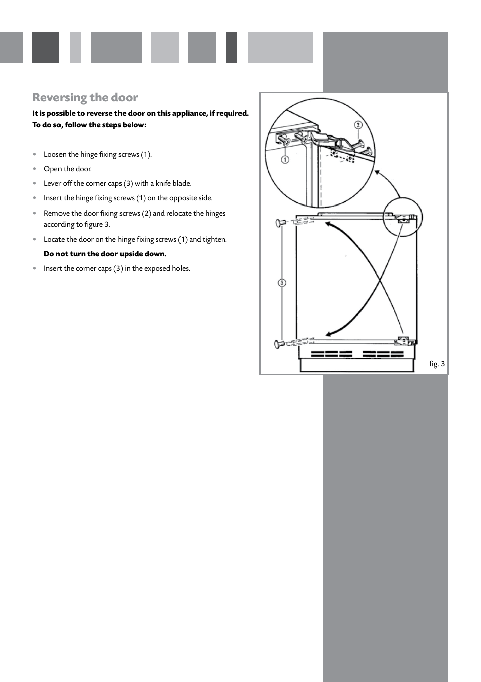 Reversing the door | CDA FW221 User Manual | Page 7 / 11