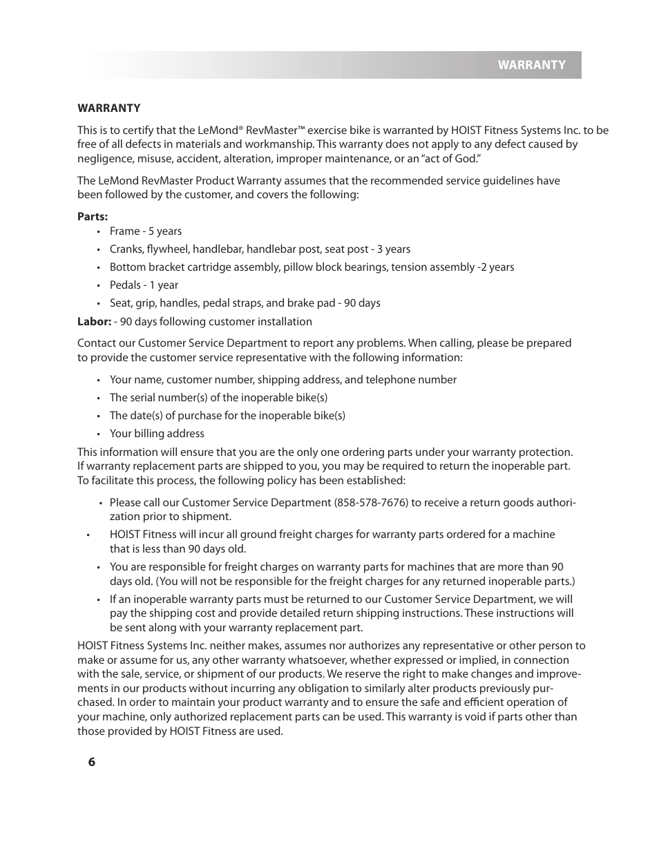 LeMond RevMaster Pro User Manual | Page 6 / 29