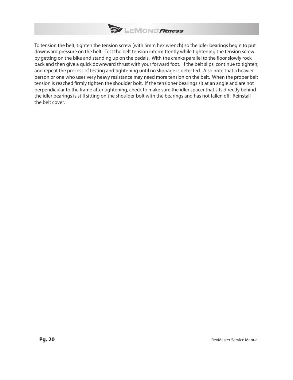 LeMond RevMaster Pro User Manual | Page 22 / 30