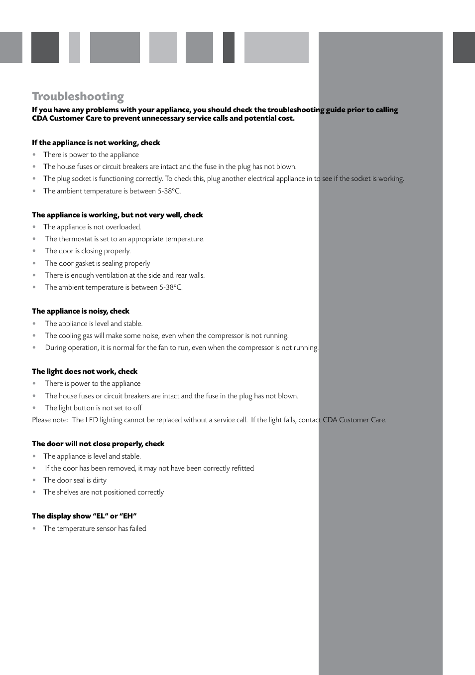 Troubleshooting | CDA FWV450 User Manual | Page 7 / 12
