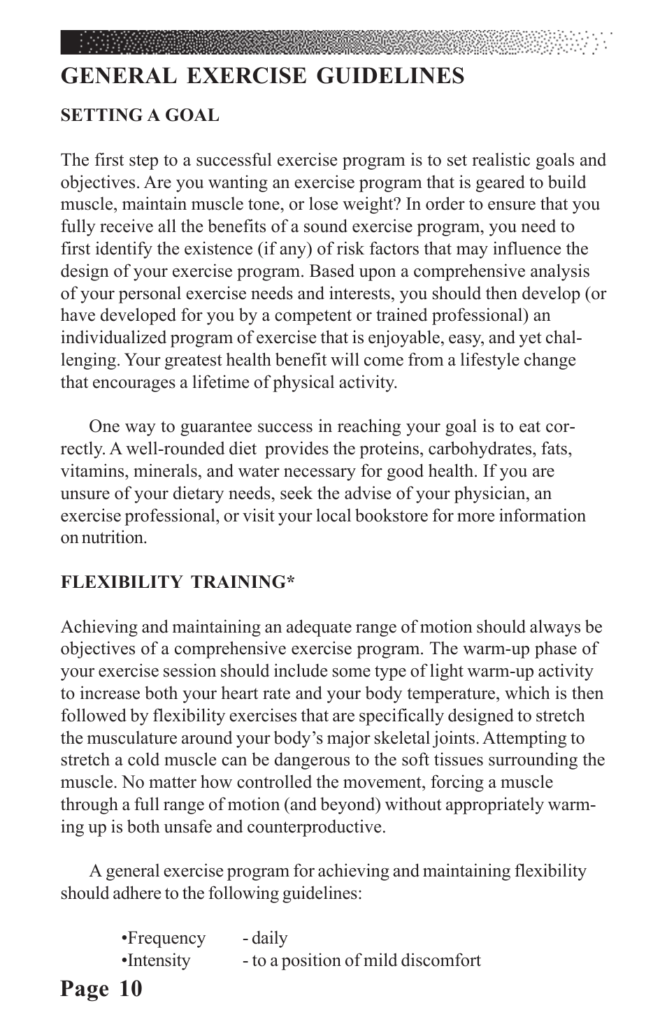 Page 10, General exercise guidelines | LeMond RevMaster Classic User Manual | Page 16 / 40