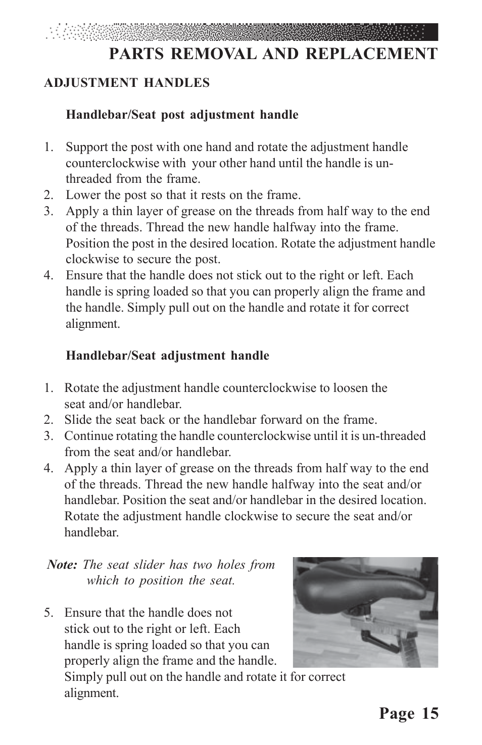 Page 15 parts removal and replacement | LeMond RevMaster Classic User Manual | Page 21 / 40