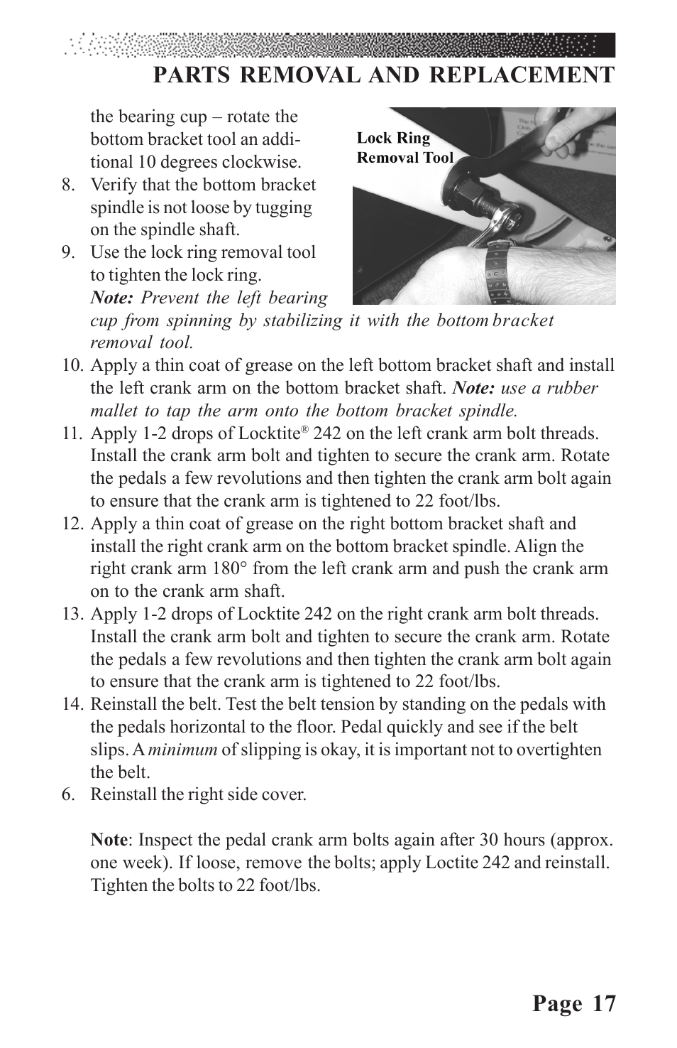 Page 17 parts removal and replacement | LeMond RevMaster Classic User Manual | Page 23 / 40