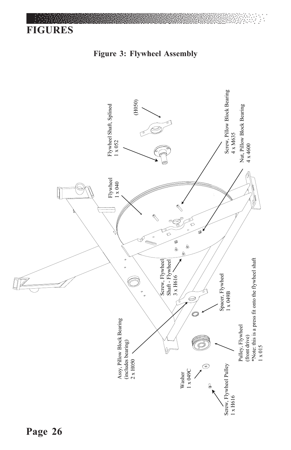 Page 26, Figures, Figure 3: flywheel assembly | LeMond RevMaster Classic User Manual | Page 32 / 40