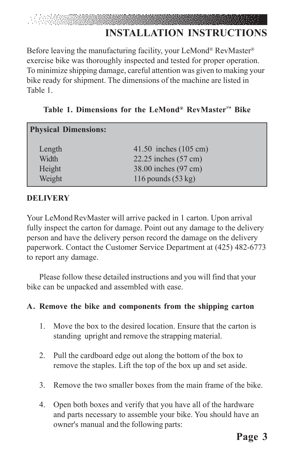 Page 3, Installation instructions | LeMond RevMaster Classic User Manual | Page 9 / 40