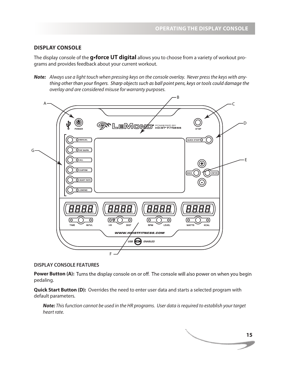 G•force ut digital | LeMond g-force UT User Manual | Page 15 / 40