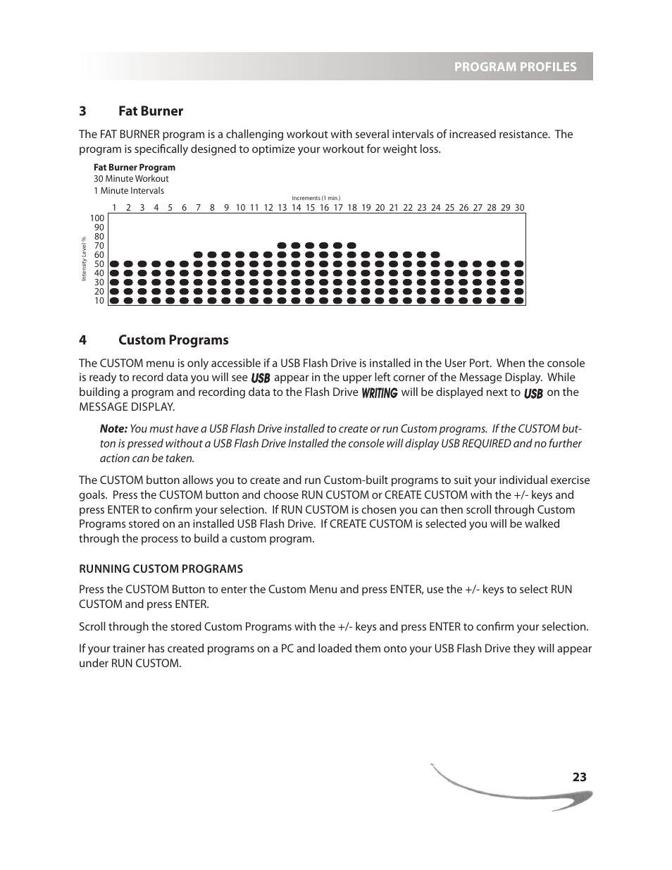 3fat burner, 4custom programs | LeMond g-force UT User Manual | Page 23 / 40