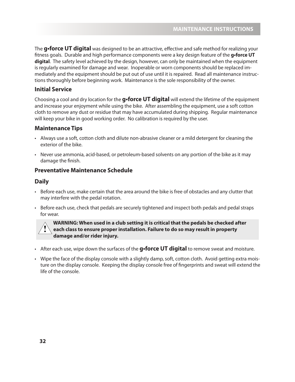 LeMond g-force UT User Manual | Page 32 / 40