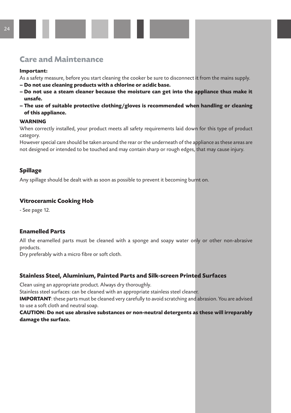 Care and maintenance | CDA RV 1060 User Manual | Page 24 / 36