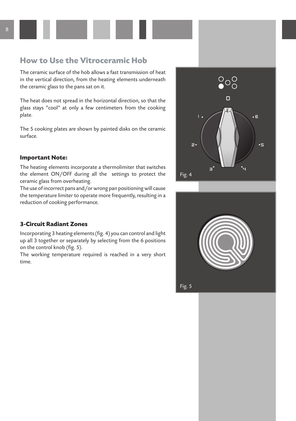 How to use the vitroceramic hob | CDA RV 1060 User Manual | Page 8 / 36