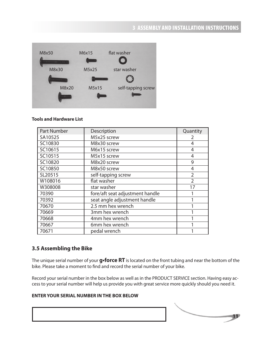 LeMond g-force RT User Manual | Page 11 / 56