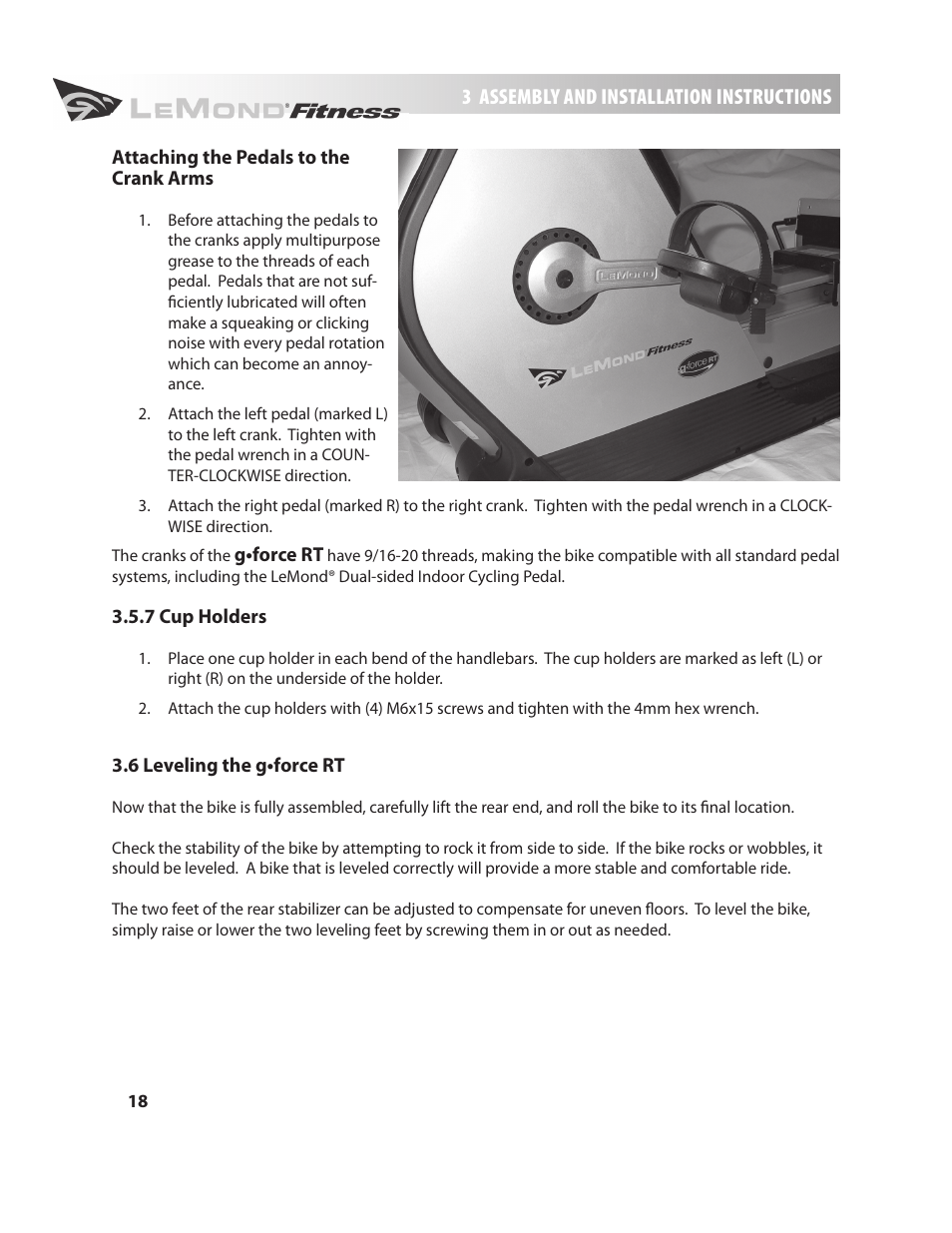 LeMond g-force RT User Manual | Page 18 / 56