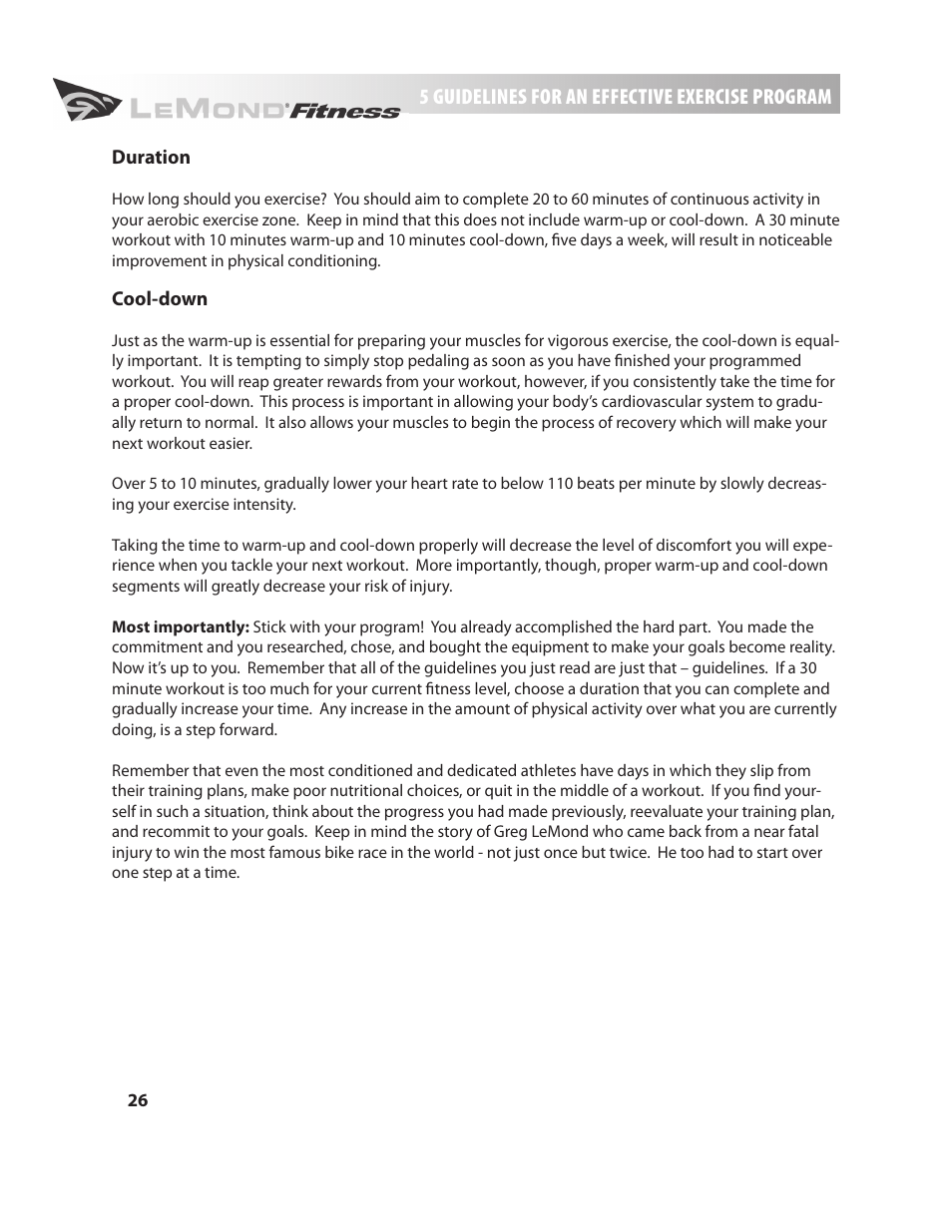 LeMond g-force RT User Manual | Page 26 / 56