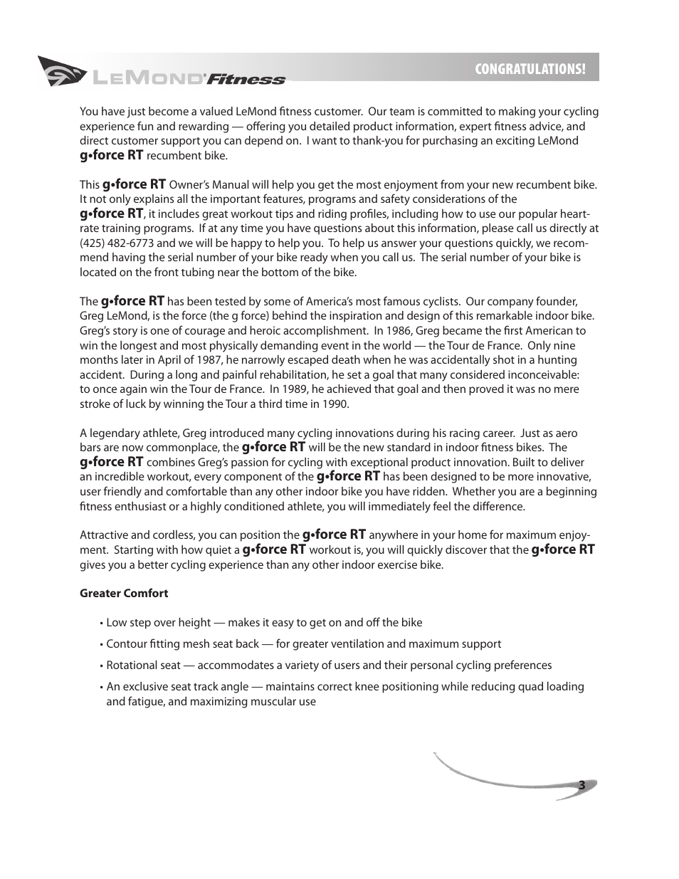 LeMond g-force RT User Manual | Page 3 / 56