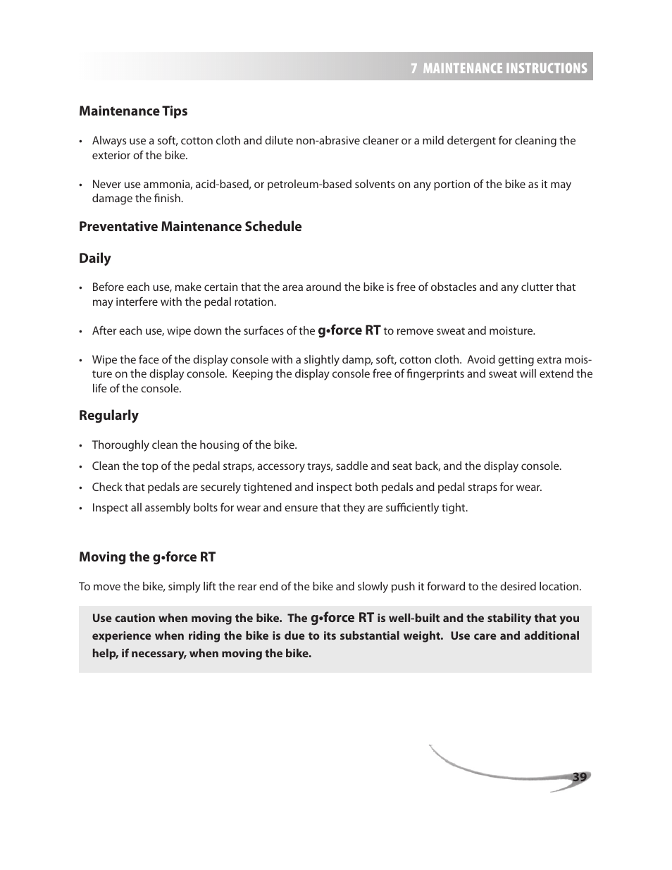 LeMond g-force RT User Manual | Page 39 / 56