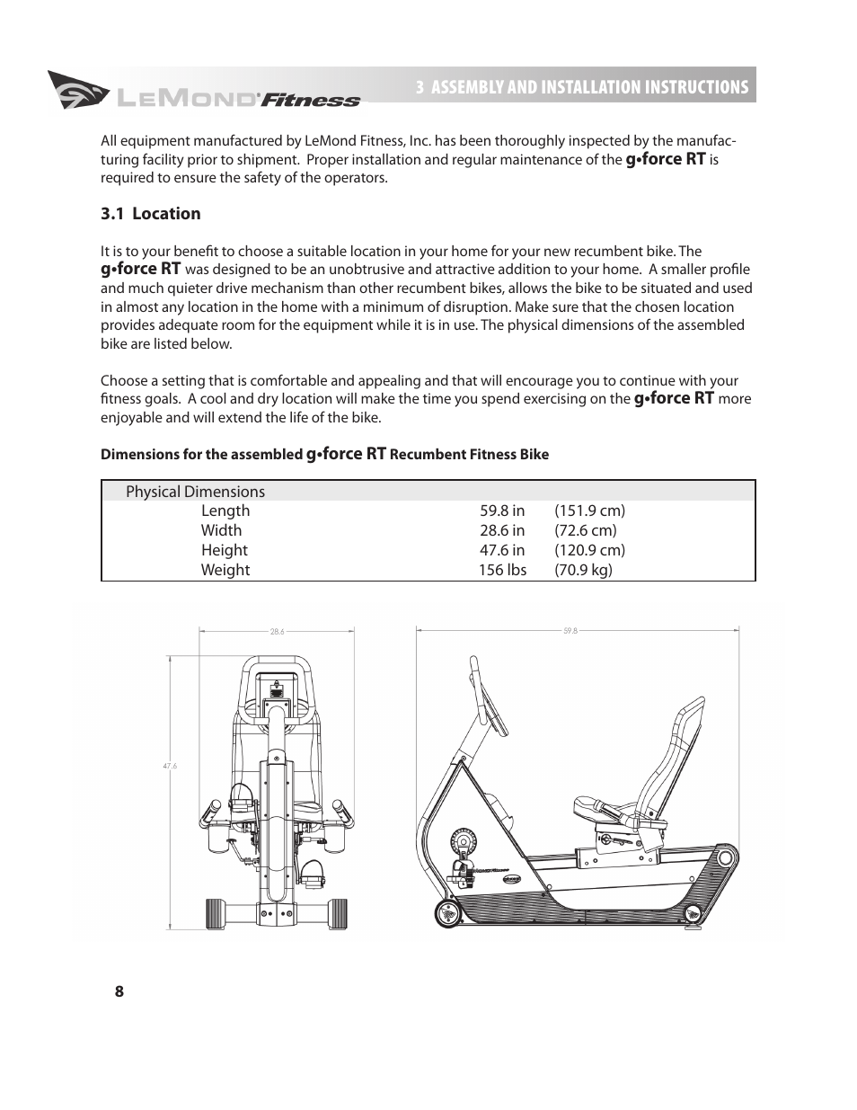 LeMond g-force RT User Manual | Page 8 / 56